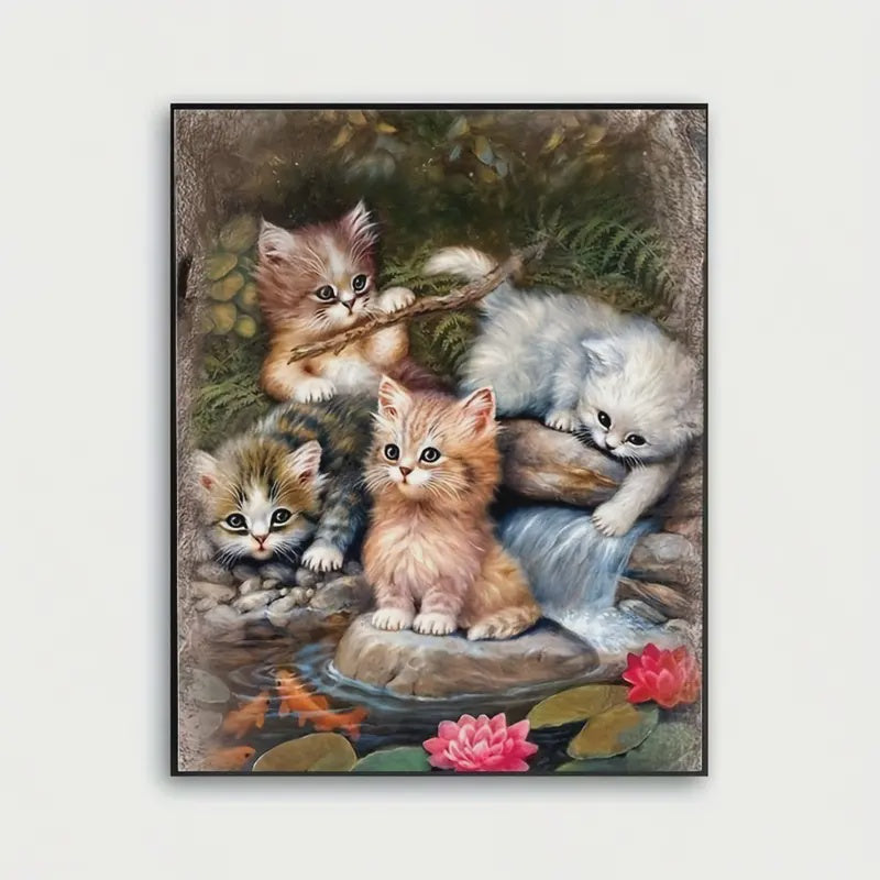 Stamped Cross Stitch Kit - Four Cute Kittens