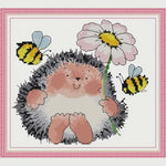 Load image into Gallery viewer, Stamped Cross Stitch Kit - Springtime  Hedgehog 11CT
