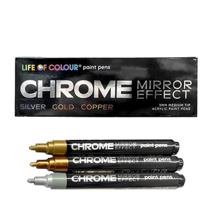 Chrome Mirror Effect - 3mm Medium Tip Acrylic Paint Pens (3)