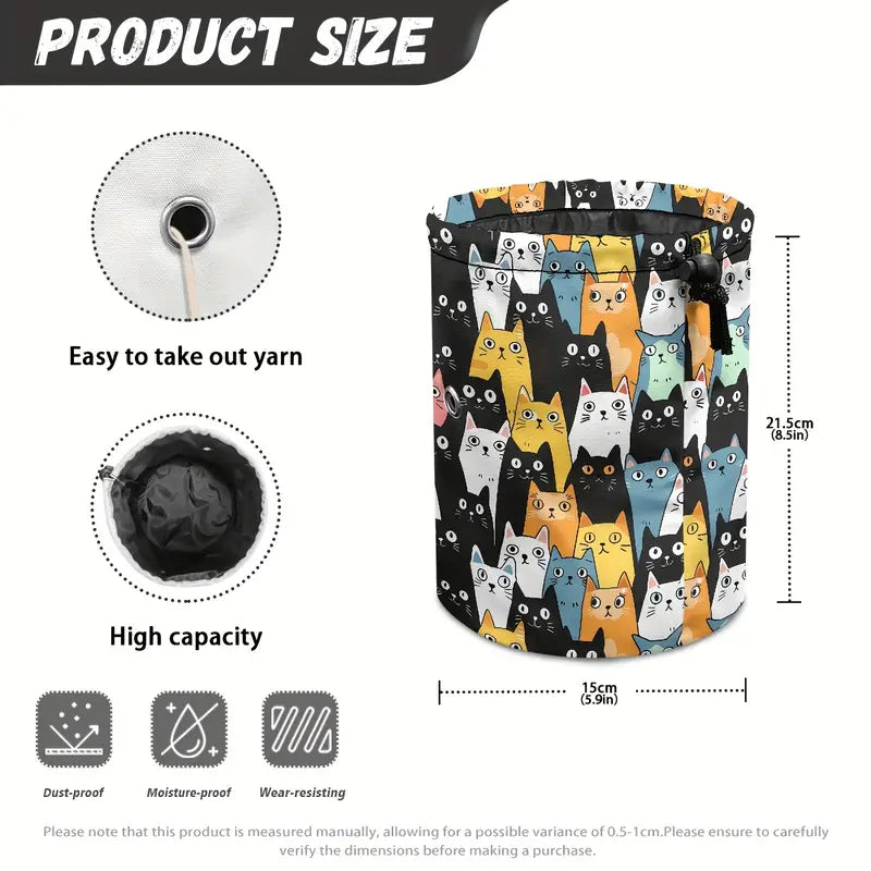 CATastrophe - Yarn Draw String Bag