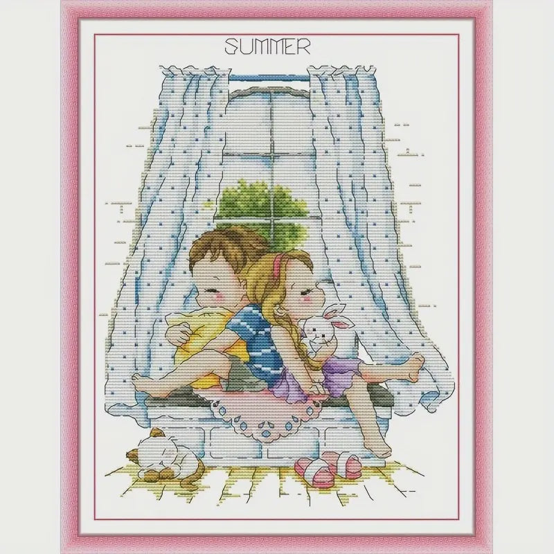 Stamped Cross Stitch Kit - Catnap Companions 14CT