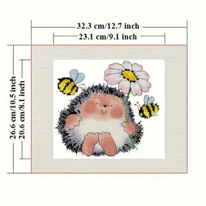 Stamped Cross Stitch Kit - Springtime  Hedgehog 11CT