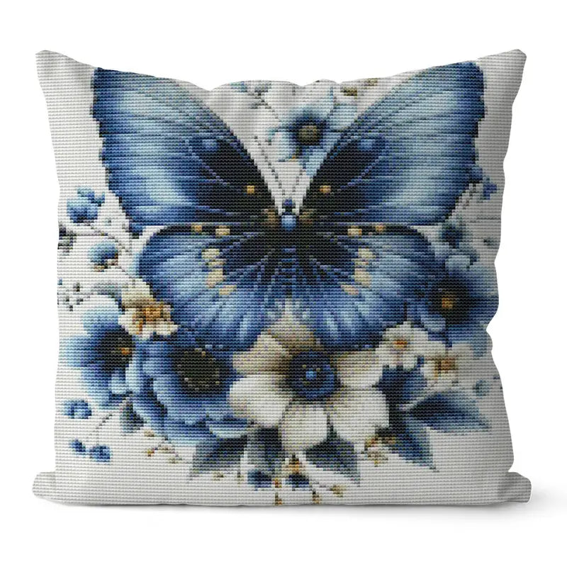 Stamped Cross Stitch Cushion Kit - Butterfly & Flowers