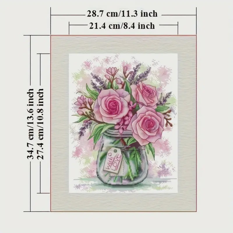 Stamped Cross Stitch Kit - Roses with Love 14CT