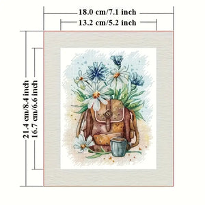 Stamped Cross Stitch Kit - Petals & Sips Satchel 14CT