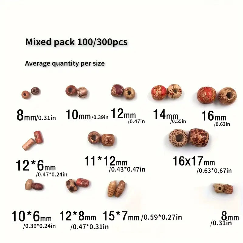 Assorted Printed Wooden Beads (20)