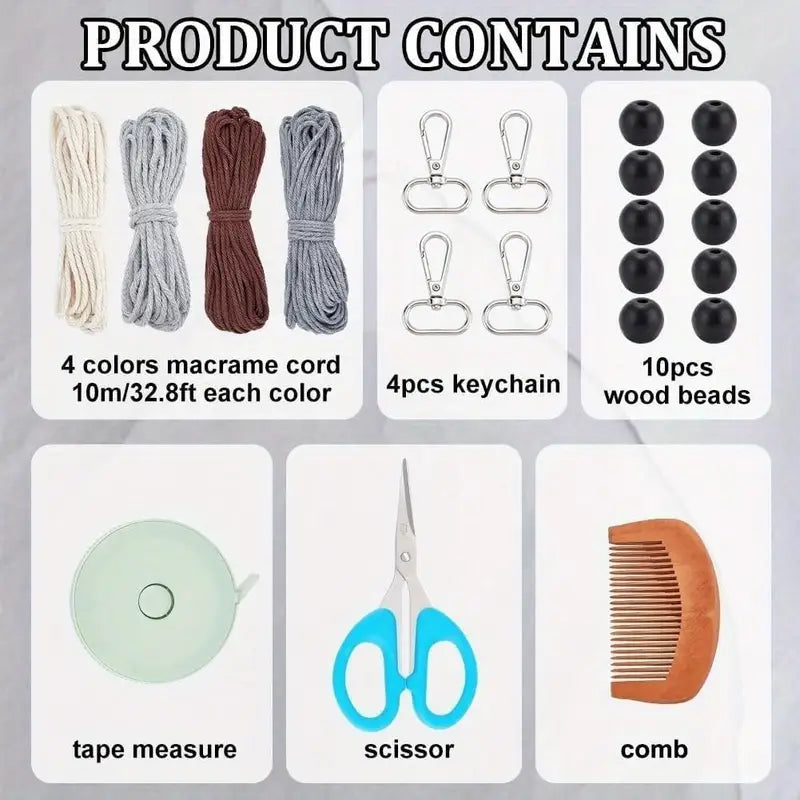 Macrame Wise Knots Owl  Keychain Kit