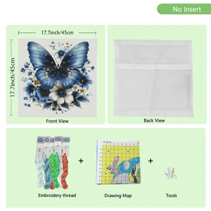 Stamped Cross Stitch Cushion Kit - Butterfly & Flowers