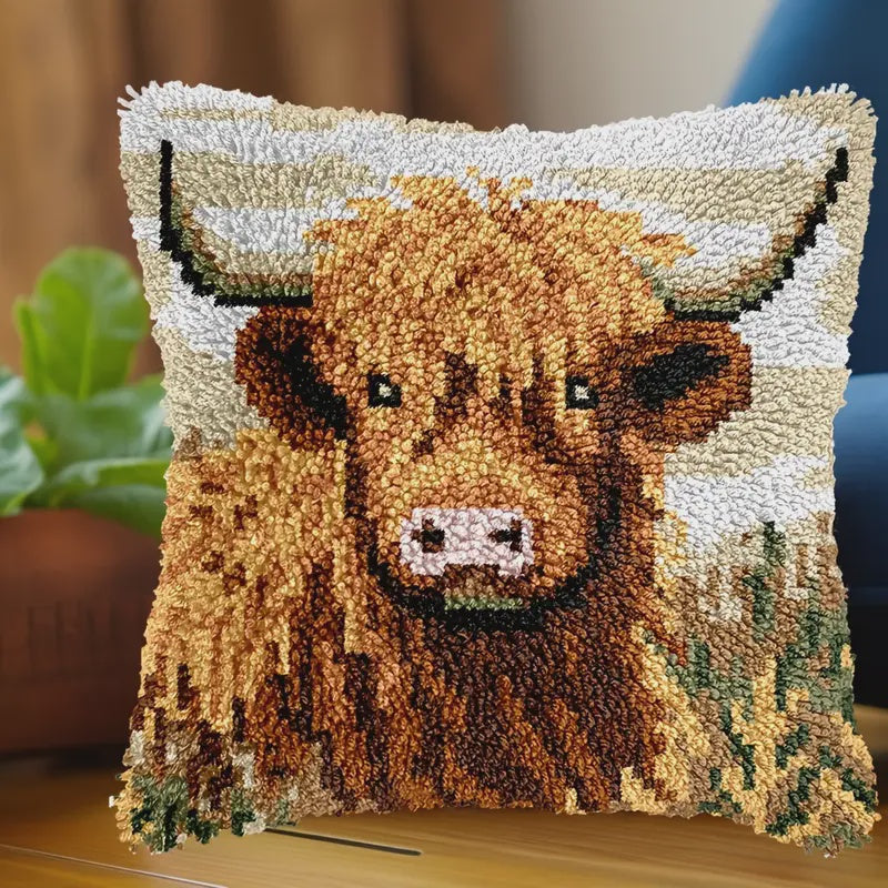 Latch Hook Cushion Kit - Highland Cow