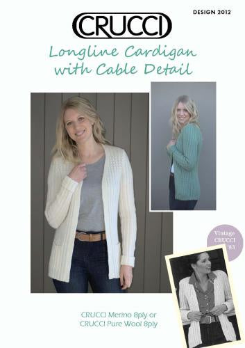 Knitting Pattern - 2012 Longline Cable Cardigan 8ply