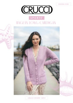 Knitting Pattern - 2102 Long Raglan Cardigan 14Ply