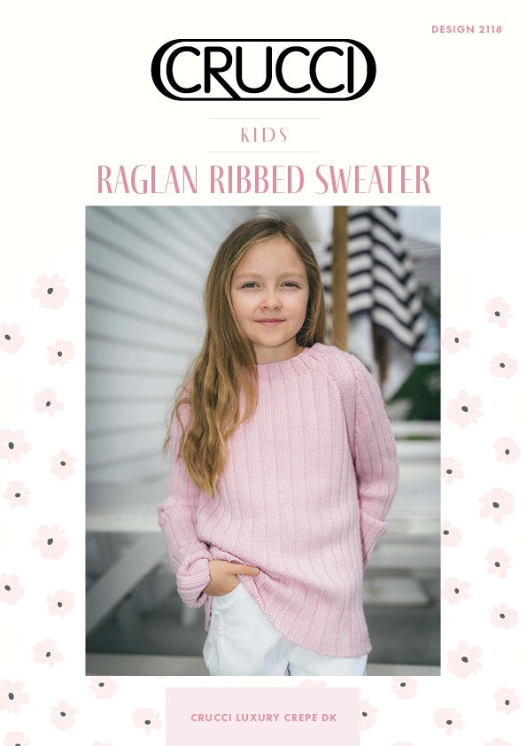 Knitting Pattern - 2118 Childs Rib Raglan Sweater 8Ply