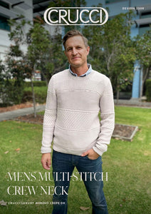 Knitting Pattern - 2209 Mens Multi-Stitch Crew Neck 8Ply