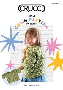 Knitting Pattern - 2315 Girls Chain  Pattern Sweater - 8ply