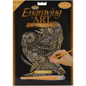 Foil Engraving Art - Gold - Owls