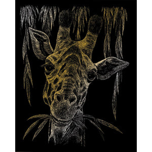 Foil Engraving Art - Gold - Giraffe