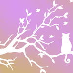 将图片加载到图库查看器，Peel Painting - Cat on a Branch

