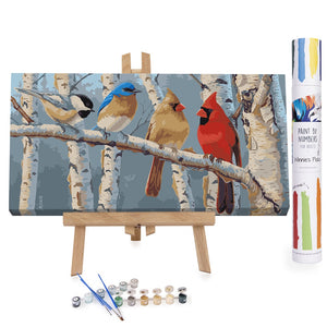 Winnie's Picks - Birds Line Up on Birch Tree