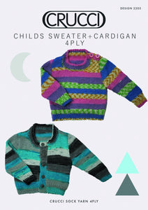 Knitting Pattern - 2205 Child's Sweater and Cardigan  4Ply