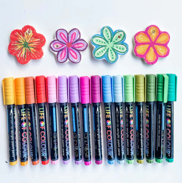 Brush Tip Acrylic Paint Pens - Floral Colours