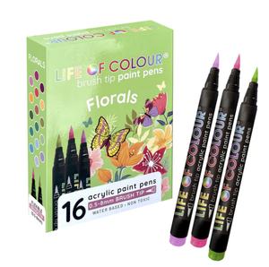 Brush Tip Acrylic Paint Pens - Floral Colours