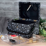 Load image into Gallery viewer, Sewing Basket Notions Print Black
