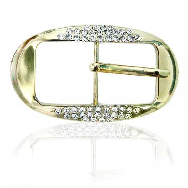 Fashion Buckle - Light Golden and Diamantes - 24mm