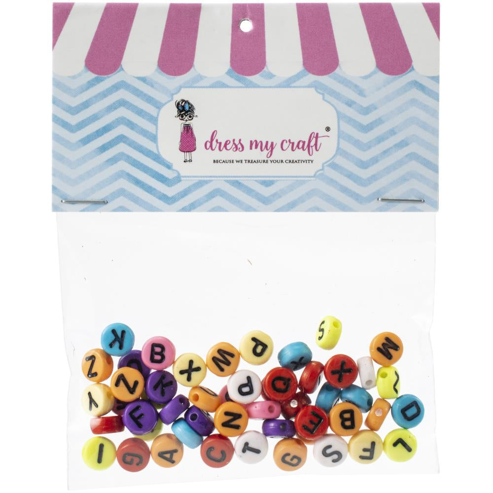 Dress My Crafts Round Letter Beads - 50 Pack