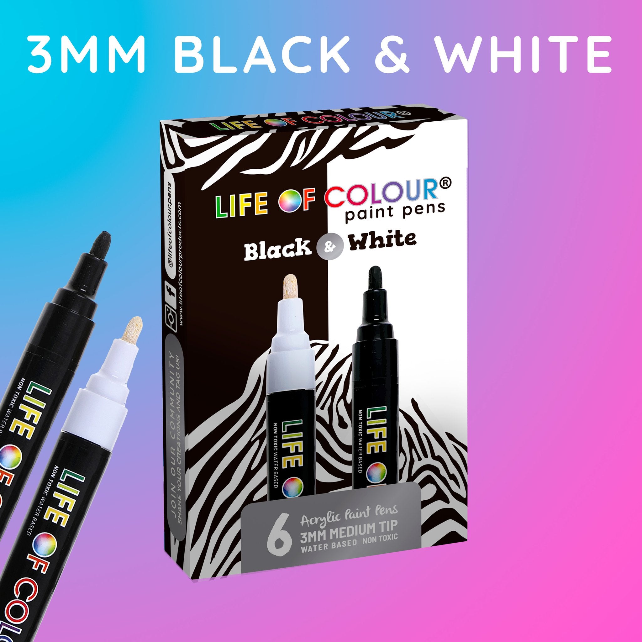 Black and White Paint Pens - Medium Tip (3mm)