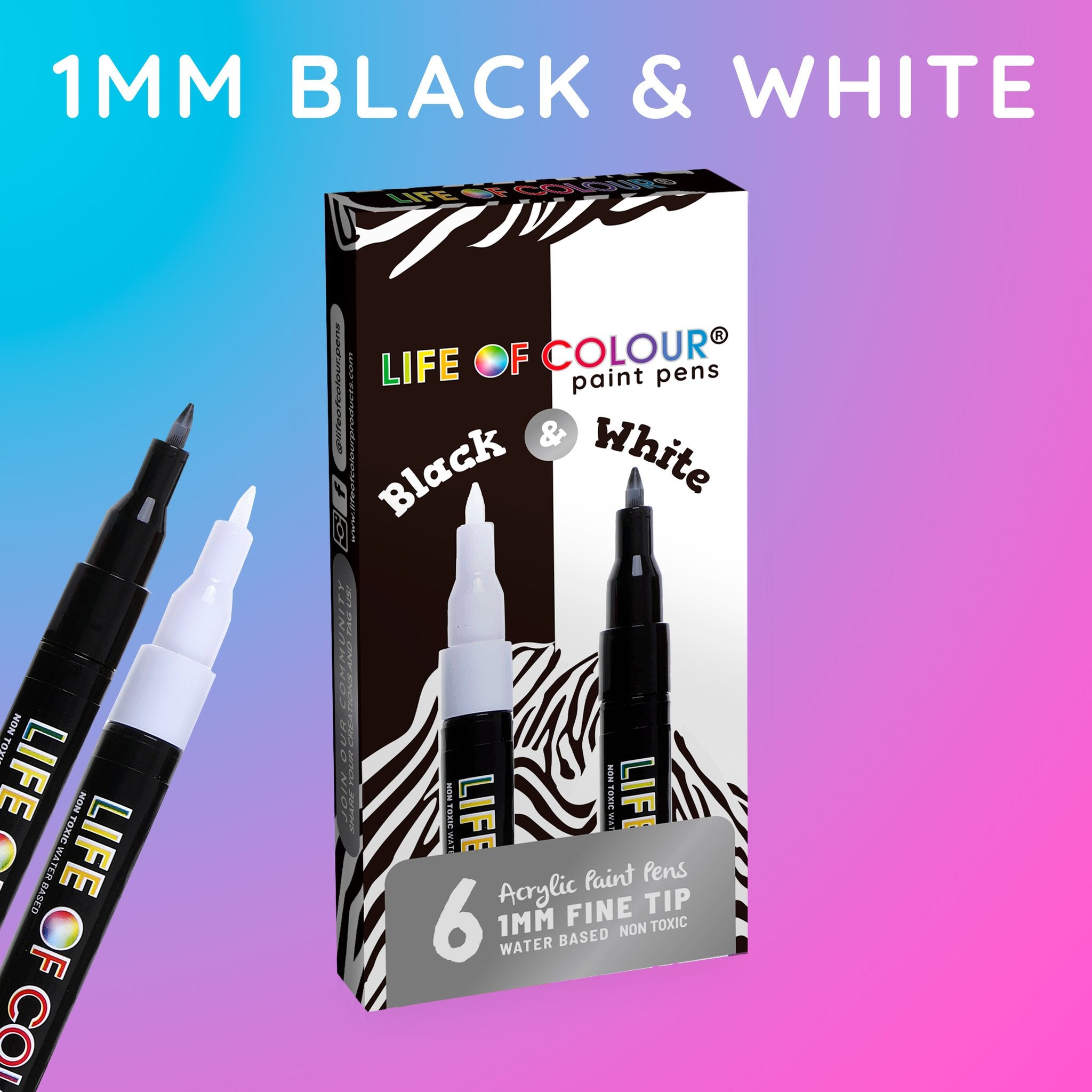 Black and White Paint Pens - Fine Tip (1mm)